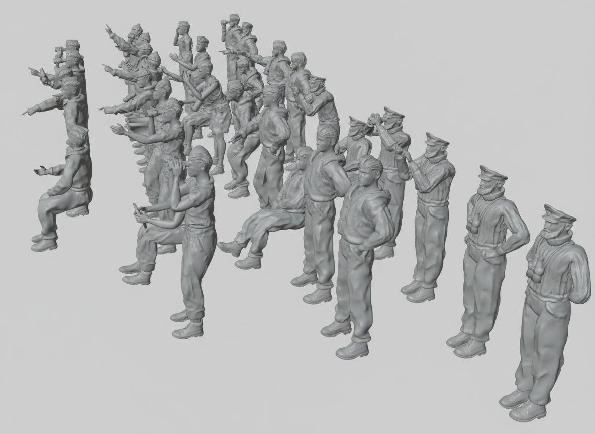 WWII - 1/144 - Kriegsmarine crew 35pcs