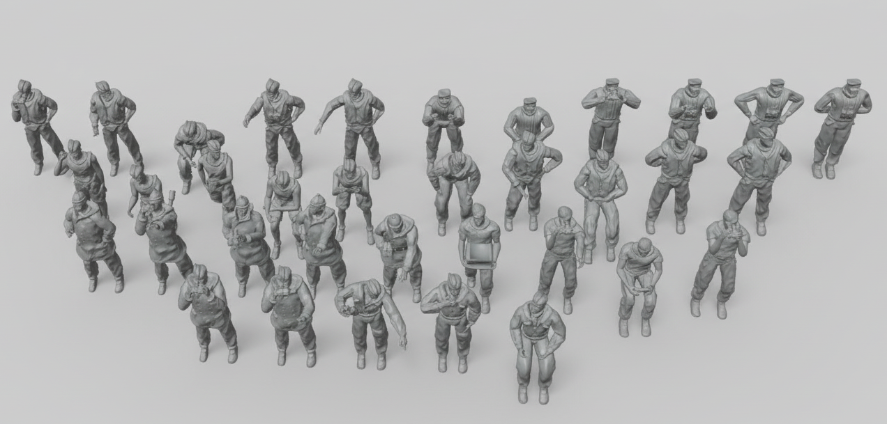 WWII - 1/144 - Kriegsmarine crew 35pcs